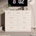 thumbnail image 3 of Ktaxon 9 Drawer Double Dresser Wood Dresser Storage Cabinet Drawer Organizer Chest Of Drawers, White, 3 of 11