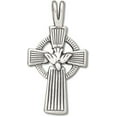 thumbnail image 1 of Sterling Silver 20" 1mm Box Chain Catholic Dove On Celtic Christian Cross Pendant Necklace, 1 of 2