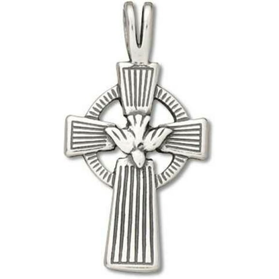 Sterling Silver 16" .8mm Box Chain Catholic Dove On Celtic Christian Cross Pendant Necklace