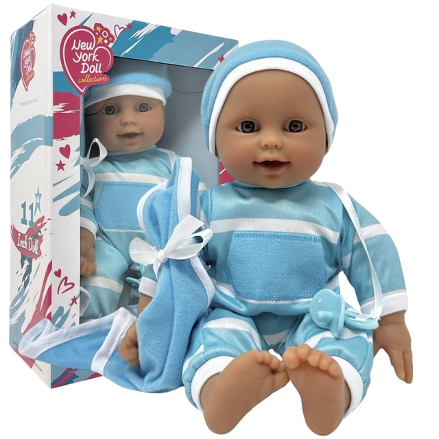 The New York Doll Collection 11 inch Soft Body Baby Doll in Gift Box - 11" Baby Doll Toy for Kids, Boys, Girls and Toddlers - Baby Doll Pacifier Accessory Included