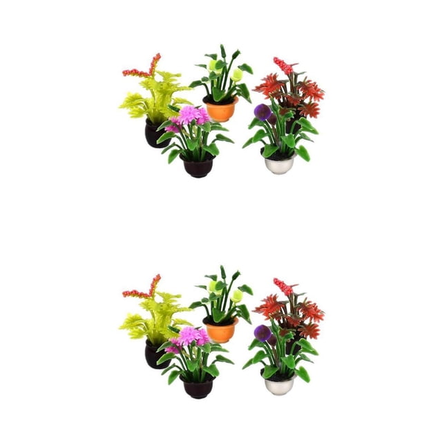 2x 5 uds Mini jardín flores planta casa de muñecas miniaturas accesorios