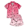 thumbnail image 5 of TOOYOU Women Pajama Set Valentine's Day Short sleeve Sleepwear Loungewear Silk Satin Button Down Heart-shaped printing Lightweight Soft 2Pcs Pjs Set Nightwear, 5 of 5