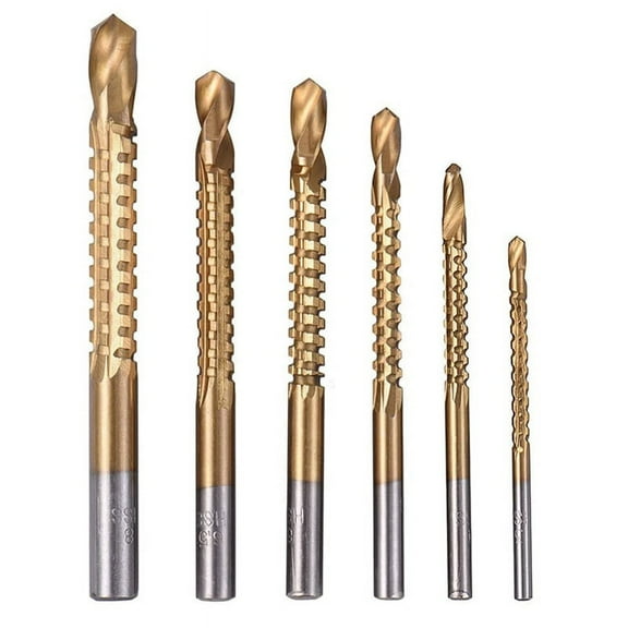 6Pcs Titanium Drill Saw Bit Set, HSS Serrated Hole Drilling, 3-8mm Carpenter Hacksaw Bits Kit