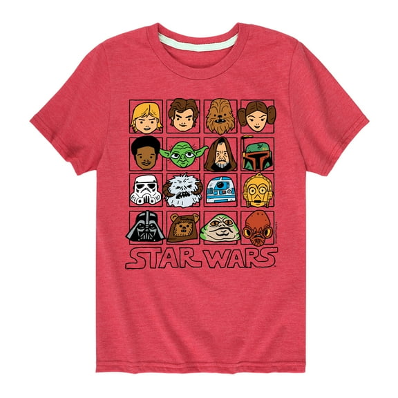 Star Wars - Yoda and Friends Face Grid - Toddler And Youth Short Sleeve Tee