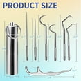 thumbnail image 2 of Palillos de dientes de metal para juego de dientes (7 piezas), juego de bolsillo portátil reutilizable de acero inoxidable con dispensador de soporte, palillos de frutas, 2 of 5