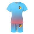 thumbnail image 4 of KKBOTIVE Men's 2 Piece Outfit Set Button Down Collared Short Sleeve Tee and Shorts Adults Summer 2pcs Suits&outfits, Sky Blue Size: XXL, 4 of 4