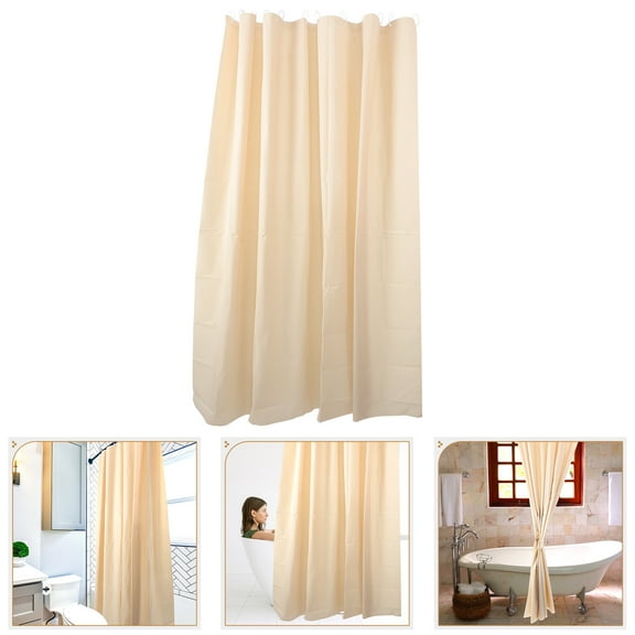 PENIKOKO Water Resistant Beige Shower Curtain with Hooks for Home Bathroom Use