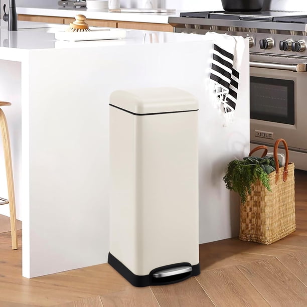 ChaoLink Basurero de 8 gal / 30 L, basurero delgado de acero inoxidable con reciclaje, tapa de cierre suave y resistente a huellas, cubo de basura con pedal