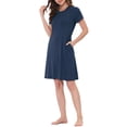 thumbnail image 4 of Unique Bargains Women's Pajama Dress Sleepwear with Pockets Nightshirt Lounge Nightgown, 4 of 5
