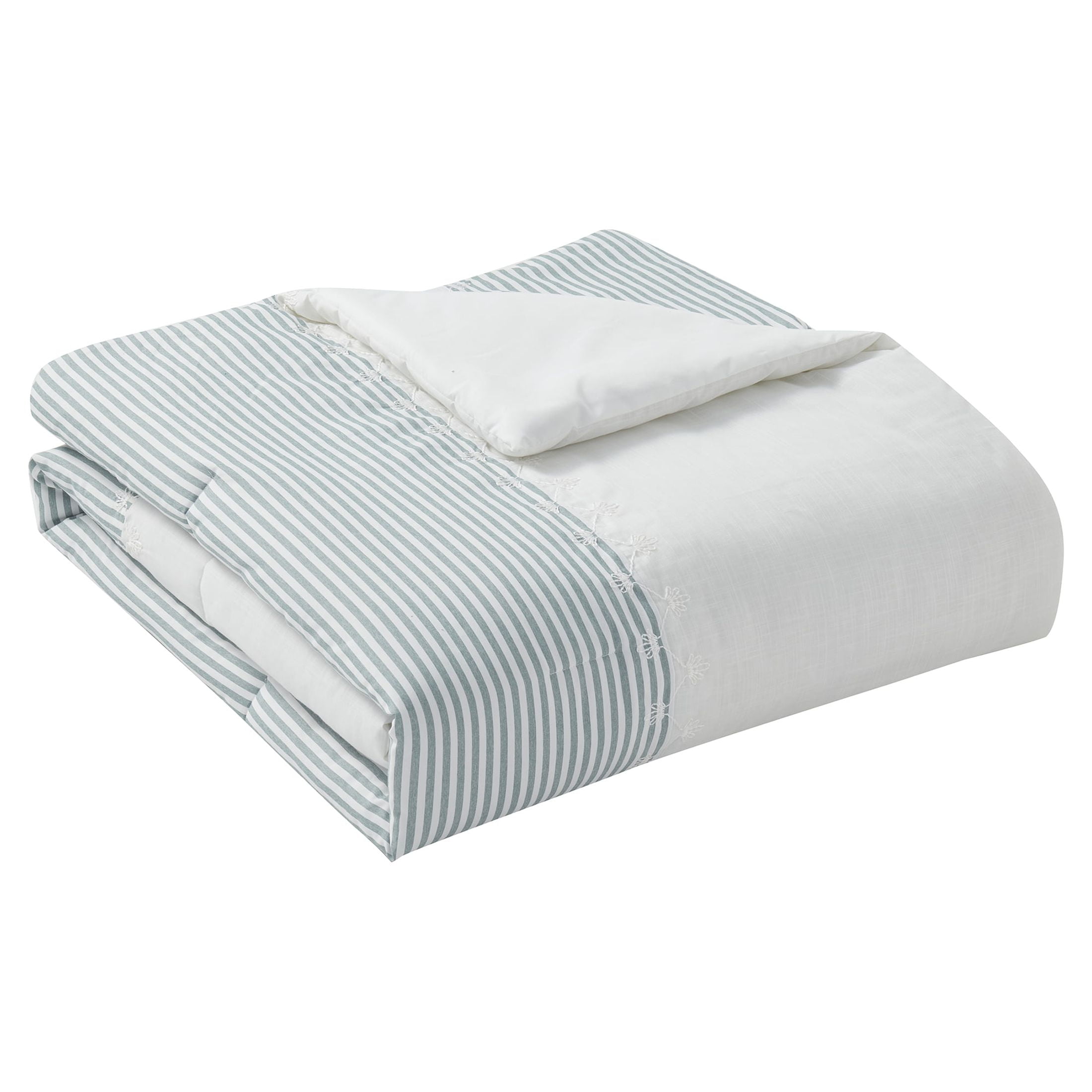 My Texas House Martha Sage Stripes 4-Piece Comforter Set, Full/Queen