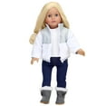 thumbnail image 3 of Sophia's Fleece Zip-Up Jacket with Faux Suede Ewe Boots for 18" Dolls, White/Gray, 3 of 5
