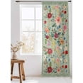 thumbnail image 3 of Sheer Curtains 108 Inches Long, Sage Green Floral Semi Sheer Curtains Light Filtering Window Treatment, Spring Flowers Leaves Farmhouse Privacy Voile Drapes for Living Room Bedroom 52x108 Inch, 3 of 7