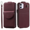 thumbnail image 2 of Feishell Crossbody Wallet Case for iPhone 12 mini,Durable PU Leather Vertical Flip Kickstand Magnetic Button Credit Card Slots Handbag Phone Case with Wrist & Shoulder Strap,Winered, 2 of 13