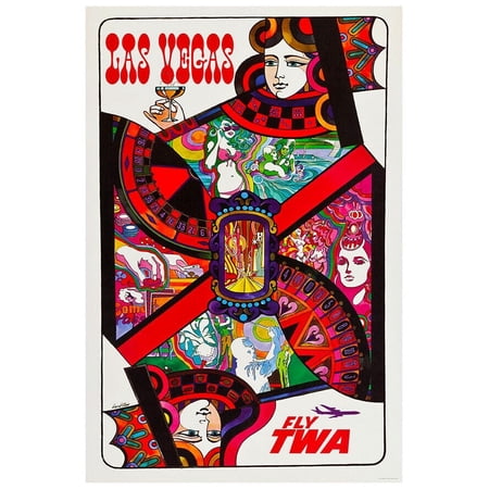 Trans World Airlines - TWA - Las Vegas - 1950s - Vintage Travel Poster (8x12Inches-US/CANOnly)