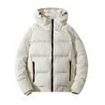 thumbnail image 4 of Mrmaere Men's Hooded Puffer Jacket Zip-Front Warm Casual Outerwear for Winter Daily & Outdoor Wear Beige L, 4 of 5