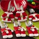 thumbnail image 4 of Cubiertos de Navidad, soportes para cubiertos, bolsillos, cuchillos, tenedores, bolsa, traje de Papá Noel, decoración de mesa de cena para fiesta de Navidad (6 uds. Rojo), 4 of 5