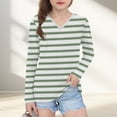 thumbnail image 2 of Ashirexll Long Sleeve Shirts Winter Tops for Girls 2-14 Years Stripe Fashion Casual V-Neck Long Sleeve Top for Spring and Fall, 2 of 7