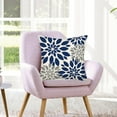 thumbnail image 2 of Navy Grey White Pillow Covers 18x18 Inch Set of 2 Dahlia Floral Decor Throw Pillows Spring Summer Modern Geometry Flower Outdoor Decorative Cushion Cases for Sofa Couch Bed Decorations, 2 of 6