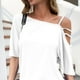 thumbnail image 5 of Camiseta Con Hombros Descubiertos, Blusa De Manga Corta Lavable De Rayón Amigable Con La Piel, Elegante Y Refrescante Para La Vida Diaria Para Mujeres ANGGREK Otros, 5 of 6