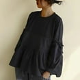 thumbnail image 2 of hotojiny Long Sleeve Tops for Women Casual Cute Ruffle Loose Shirts Lounge Crewneck Lightweight Blouse, 2 of 7