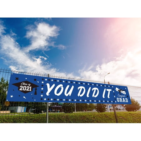 Blue You Did It Banner for Graduation Party Supplies 2021 - Large ...