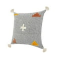 thumbnail image 5 of LR Home Ox Bay Hand-stitched Gray/Orange Geometric All-Natural Cotton Pillow Cover, 5 of 8