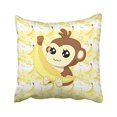 thumbnail image 1 of RYLABLUE Cute Kawaii Monkey Holding Banana Print Pattern Polyester 18 x 18 Inch Square Throw Pillow Covers With Hidden Zipper Home Sofa Cushion Decorative Pillowcases, 1 of 1
