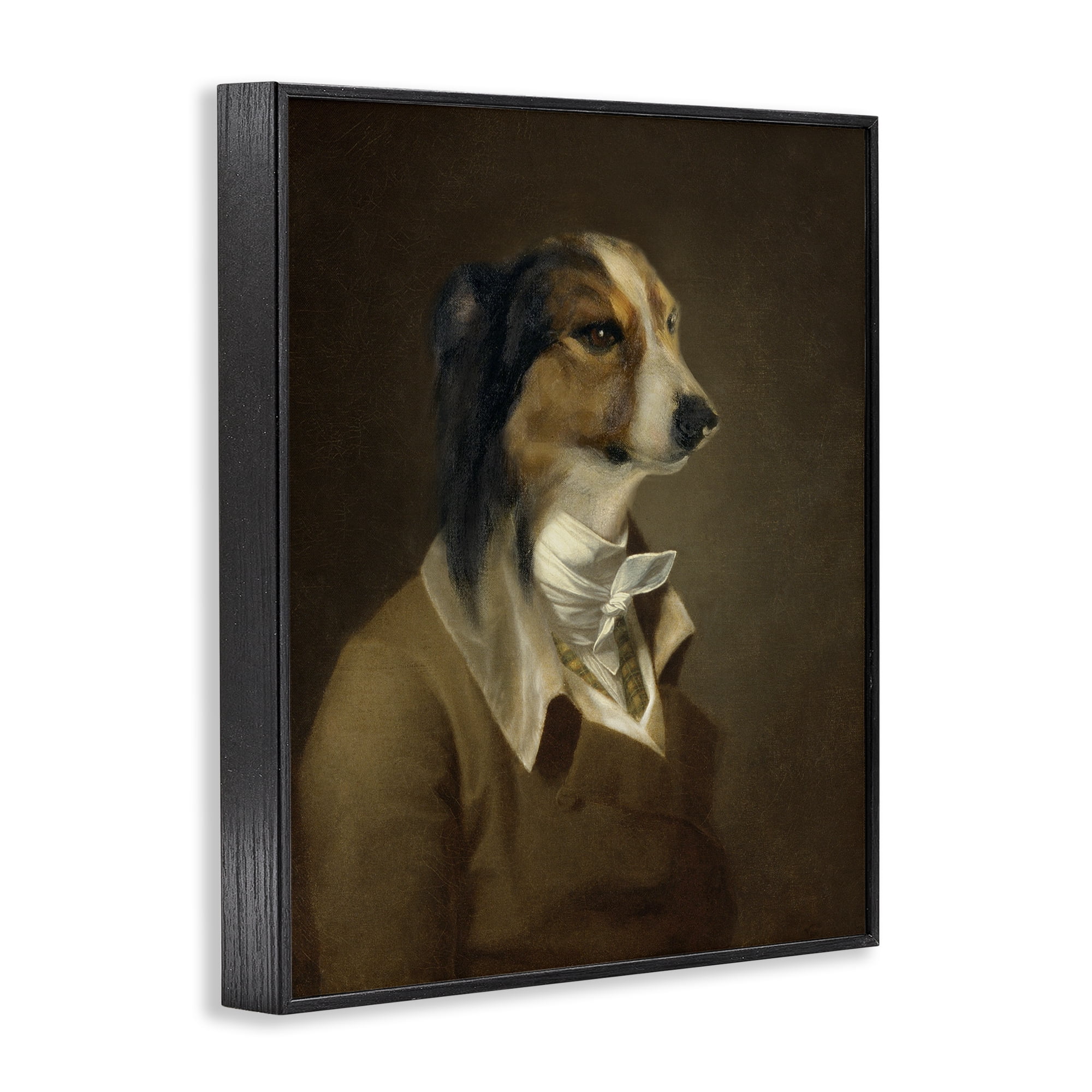 Stupell Industries Classic Attire Dog Portrait Animals & Insects Painting Black Framed Art Print Wall Art, 16 x 20