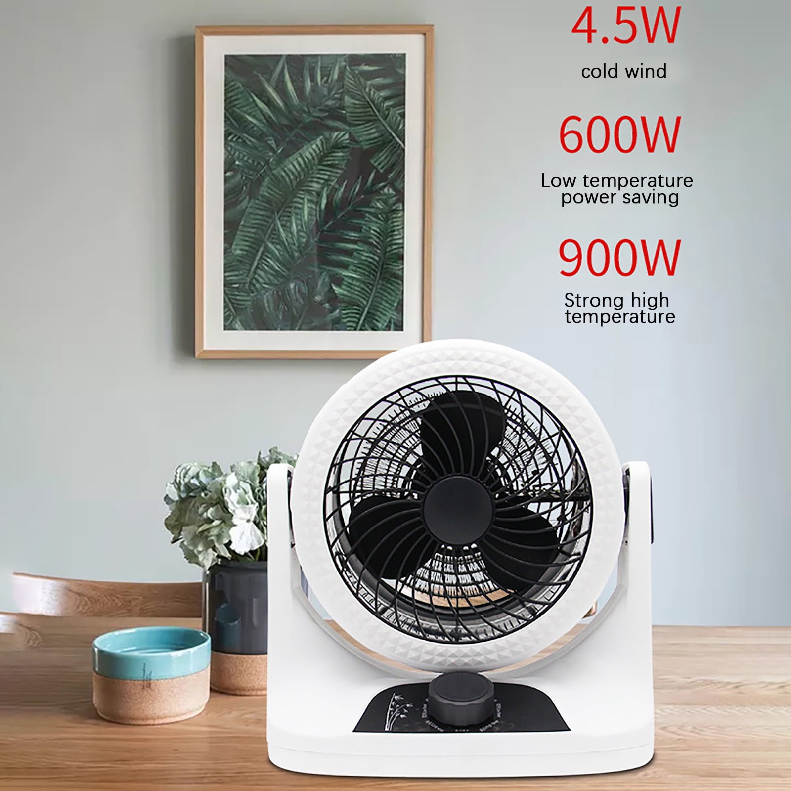 2-in-1 Air Conditioning Fan & Heater, Under Desk Heater with Dual Use for Summer and Winter, Portable Floor and Desktop Warmer
