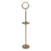 Floor Standing Make-Up Mirror 8-in Diameter with 4X Magnification and Shaving Tray in Brushed Bronze