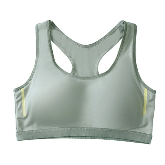 FINALGANG Girls Solid Color Racerback Sports Bra Kids Teen Wireless Supportive Training Bra For Active Wear Green 12-15 Years