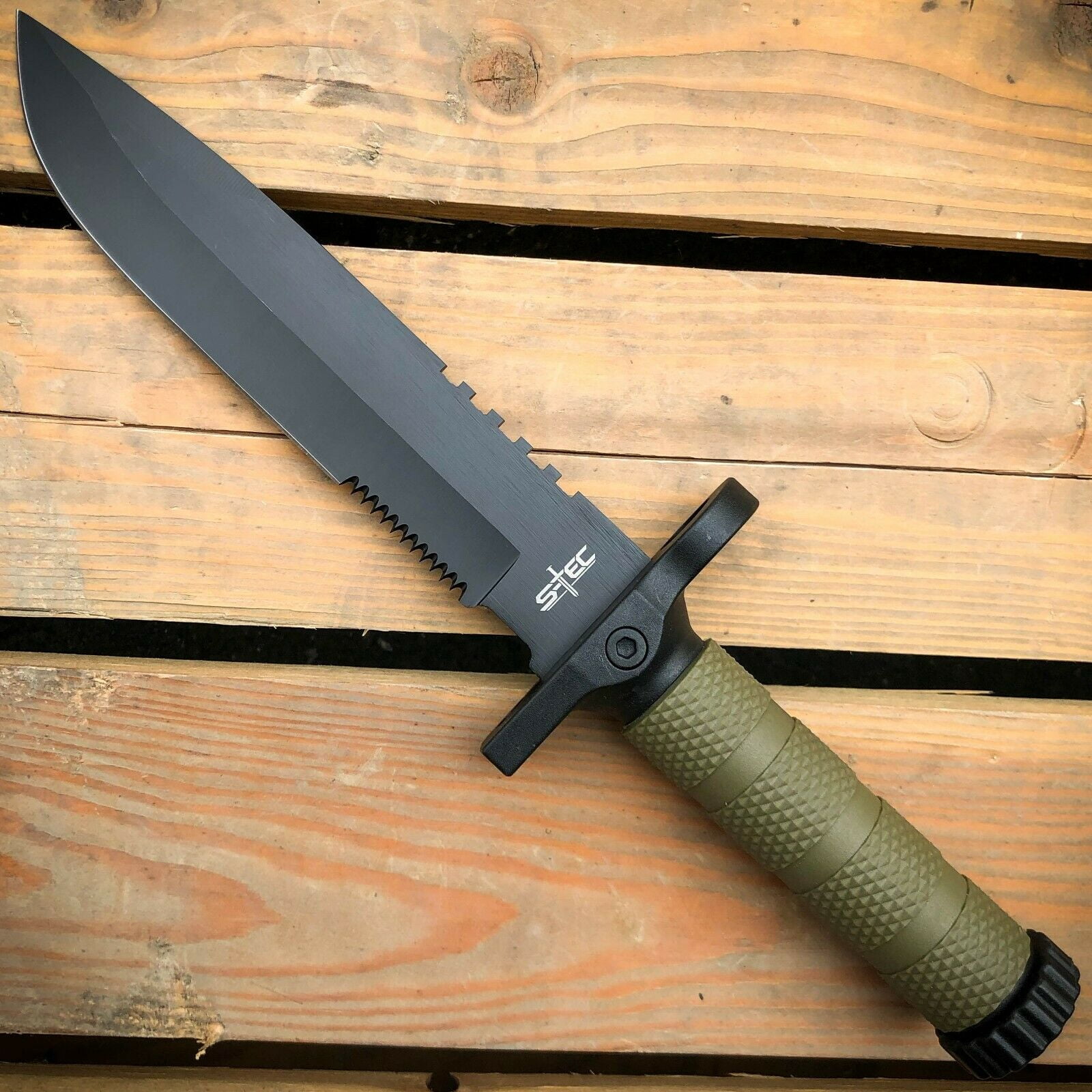 12.5" Camping Hunting FIXED BLADE SURVIVAL Knife w Fire Starter Outdoors Tool