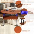 thumbnail image 4 of 27.6" Round Lift-Top Coffee Table with Hidden Storage, LED Lighting & Wheels - Wooden Circular Table with Metal Frame for Living Room, Home Office (Brown), 4 of 5