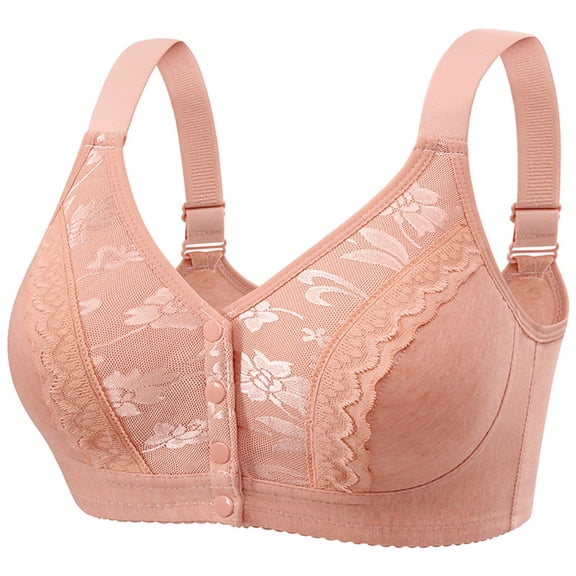 Yuanlong Daisy Bras For Older Women Front Closure Adjustable Straps Comfort Bra Wireless Full Coverage Daily Wear Bras