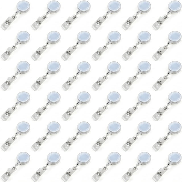 Muka 100PCS Translucent ID Card Badge Holder Reels Badge Clip-White