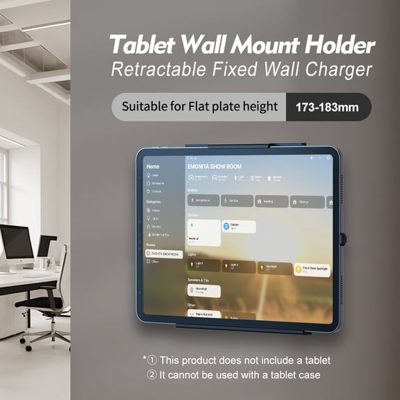 ClipDock Wall Mount with Charger for iPad Air/Pro and Tablets Height 6.8-7.2 Inch, Anti-Theft