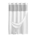 thumbnail image 2 of MMJ Shower Curtain Textured Color Block Waffle Weave Fabric Waterproof Snap Hooks Punch Free Bathroom Curtain 75x71in, 2 of 7