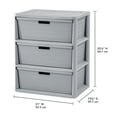 thumbnail image 3 of Sterilite Wide 3 Drawer Cross-Weave Tower, Stylish Pattern, Removable Plastic Bins, Easy to Assemble, Light Gray, 3 of 15