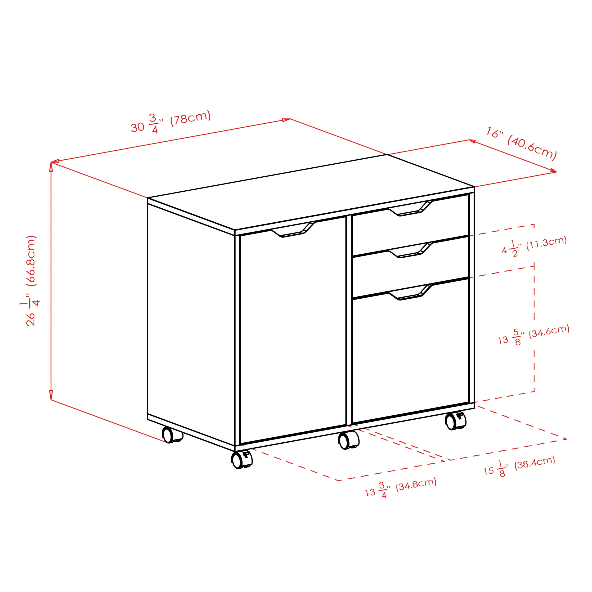 Winsome Halifax 2-Section Mobile Filing Cabinet 10431, White Finish