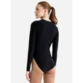 thumbnail image 3 of Reebok Women's Swim Long Sleeve Zip-Up One Piece Swimsuit with UPF 50+, Sizes XS-XXL, 3 of 5