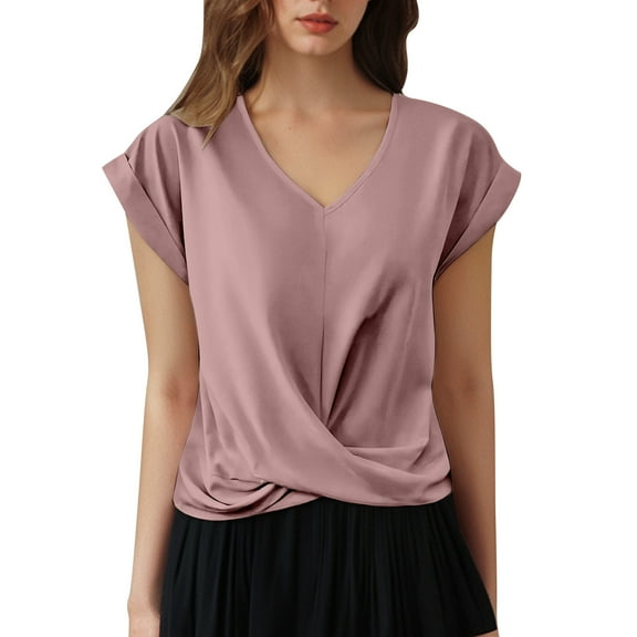 Summer Tops for Women T Shirts For Everyday Comfort And Style Versatile Casual Tops Any Occasion Casual Wear Women Summer Top V Neck Small Fit Long Sleeve Dress Blouse Shirts And Light Pink