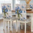 thumbnail image 2 of Spring Blue Tulip Chair Covers Set of 4 Vintage Flower Vase Leaf Butterfly Wood Grain Chair Back Covers Stretch Removable Washable Slipcovers Protector for Dining Room Kitchen Party Decor, 2 of 9