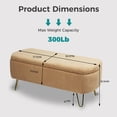 thumbnail image 5 of LEHZROAJ Upholstered Storage Bench,Rectangular Padded Ottoman, Shoe Storage with Gold Legs, End of Bed for Bedroom, Entryway, and Living Room(Camel), 5 of 9