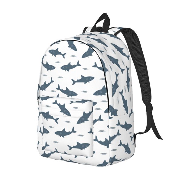 Balery Cute Shark Mochila Clásica Impresa Básica para Viaje, Mochila Escolar Resistente al Agua, Mochila de Lona con Correas Ajustables-Small