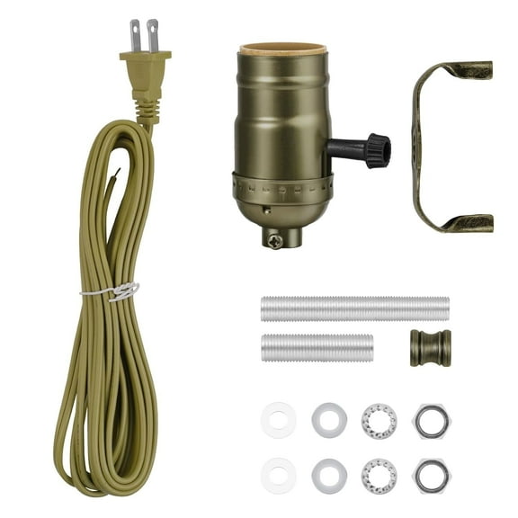 Lamp kit with 12 Feet Cord for DIY lamp and Table Lamp 2 Way Lamp Socket Repair or Rewire The Vintage Lighting Fixtures Antique Brass Lamp Kits for Do It Yourself