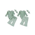 Bmnmsl Baby Girl Fall Outfits Solid Color Romper Flare Pants Headband