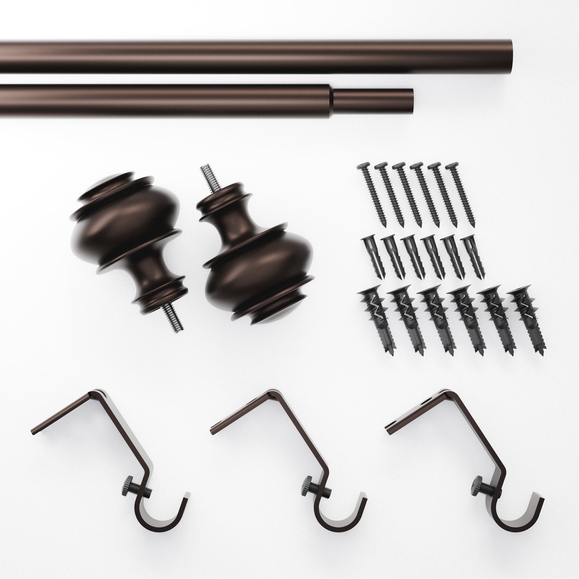 Mainstays 1/2" Bronze Urn Adjustable Curtain Rod Set, 48"-84"