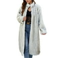 thumbnail image 2 of DYTTDG Women's Winter Plus Size Plush Coat Solid Color Warm Long Coat Plush Cardigan Jacket Great Gifts for Less, 2 of 7