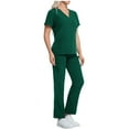 thumbnail image 2 of XUNKUSGA Womens Scrubs Skin-Friendly Soft Stretch V-Neck Short Sleeve Top and Loose Drawstring Pants Scrub Set with Multi Pockets Lightweight Breathable Scrubs for Women Set S-2XL Green, 2 of 5