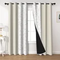 thumbnail image 2 of Lfeey Blackout Curtains for Bedroom, Thermal Insulated Window Drapes, Beige White Leaves Print, 52x96 Inches, 2 Panels, 2 of 7